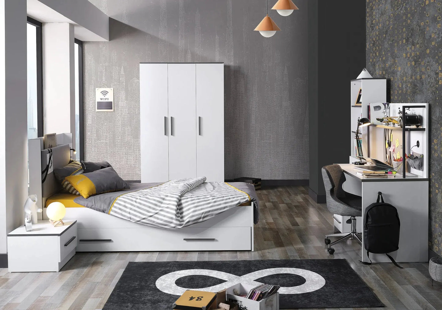 Ensemble de chambre jeune moderne blanc INFINITY kelekci.com