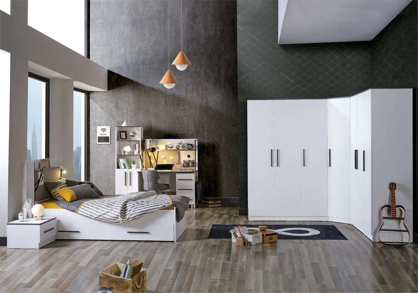 Ensemble de chambre jeune moderne blanc INFINITY kelekci.com