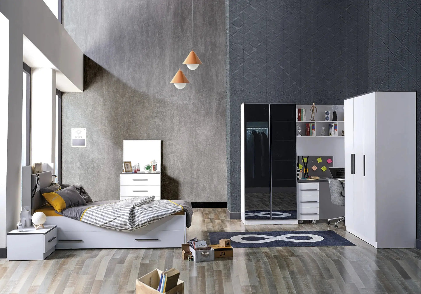 Ensemble de chambre jeune moderne blanc INFINITY kelekci.com