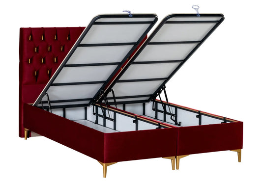 Ensemble lit coffre capitonné bordeaux SERRA kelekci.com
