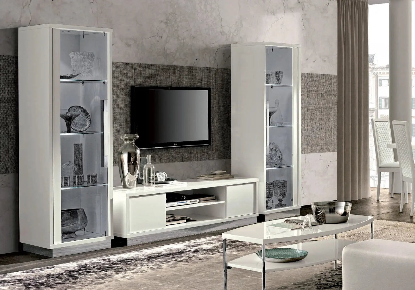 Ensemble meuble TV blanc NARA - DEKOFLIX
