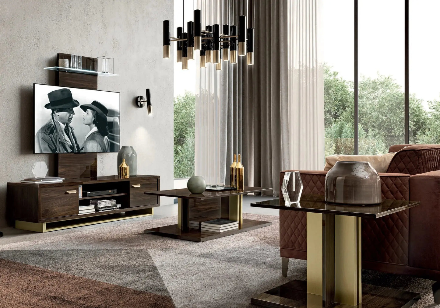 Ensemble meuble TV noyer laquée LEILA CG Italy
