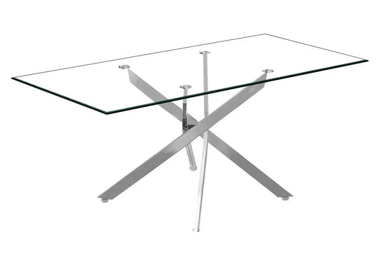 Ensemble table chaise argenté verre JOY - DEKOFLIX