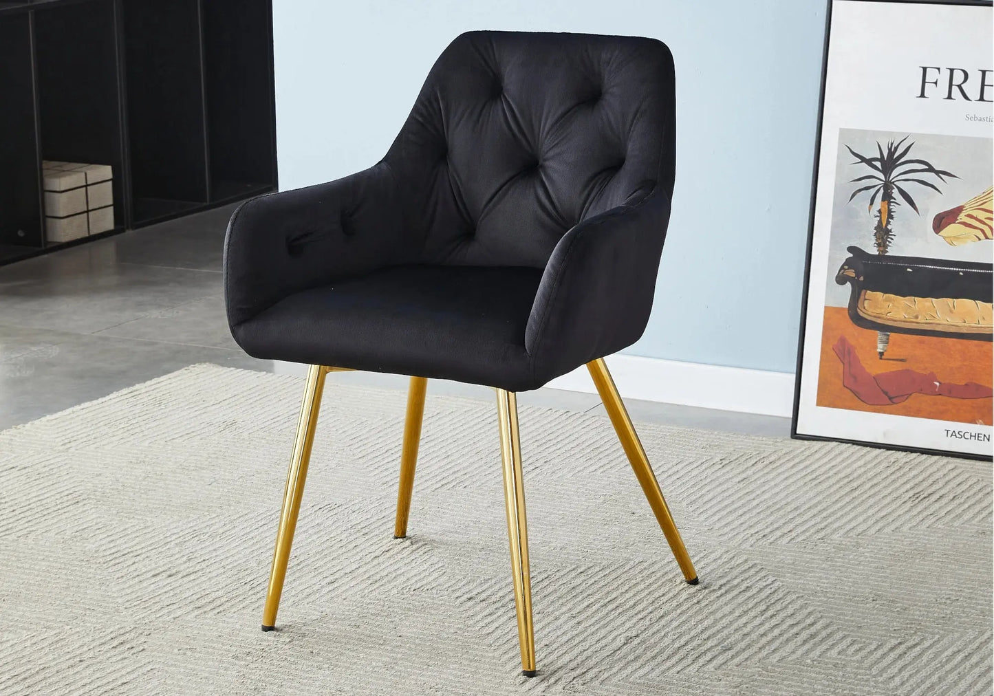Ensemble table chaise dorée marbre noir VERSUS New Design