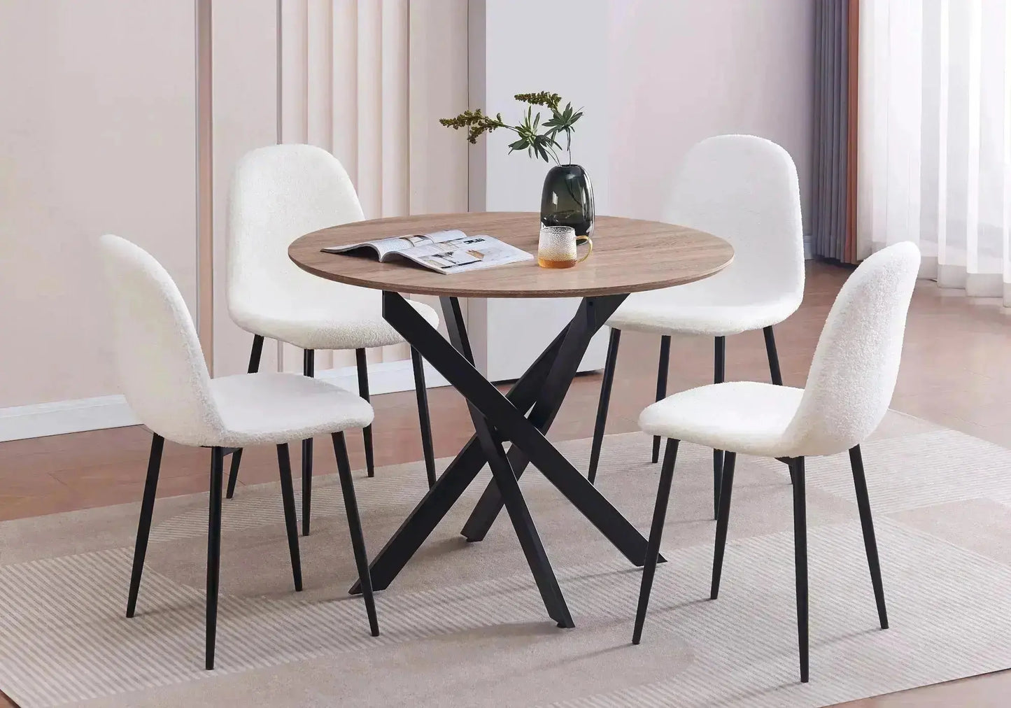 Ensemble table chaise ronde noir chêne JOY