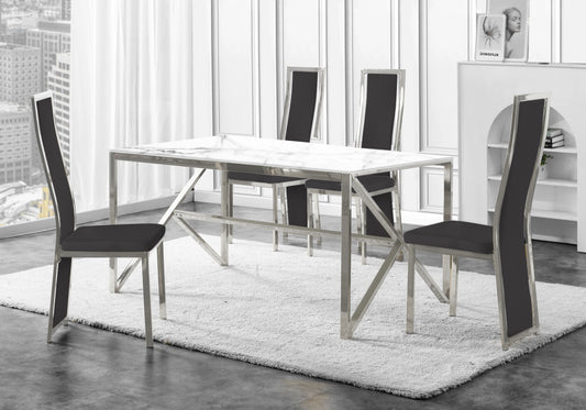 Chaise argentée velours gris design – Dia x6