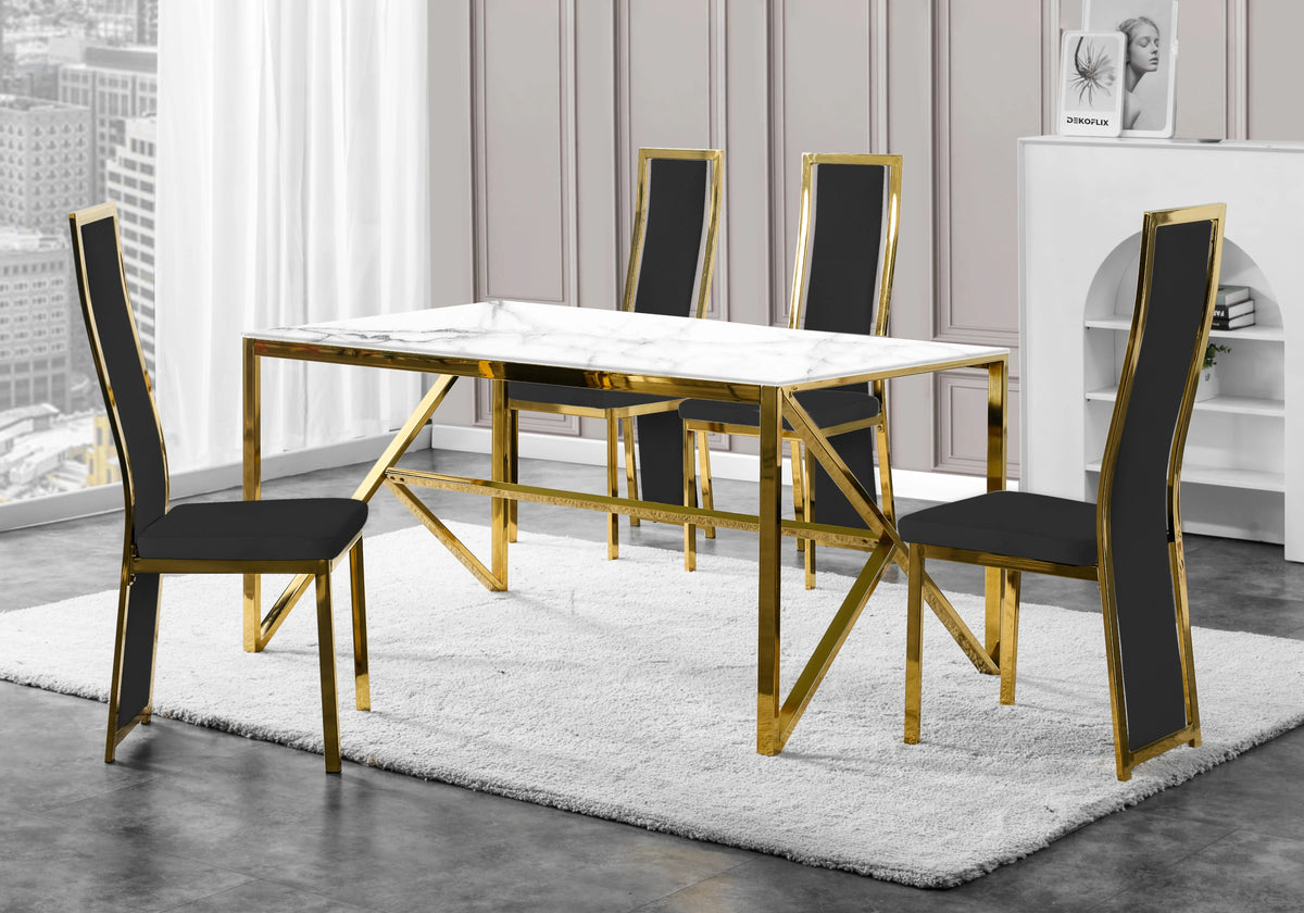 Chaise dorée velours noir design - Dia x6