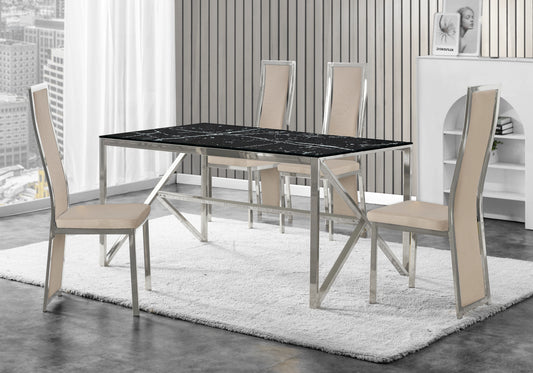 Chaise argentée velours taupe design – Dia x6
