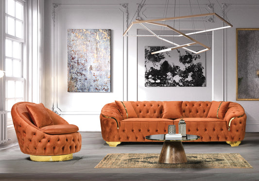 Ensemble Canapé Turc 3+2+1 Capitonné Chesterfield Doré - LOTUS - DEKOFLIX