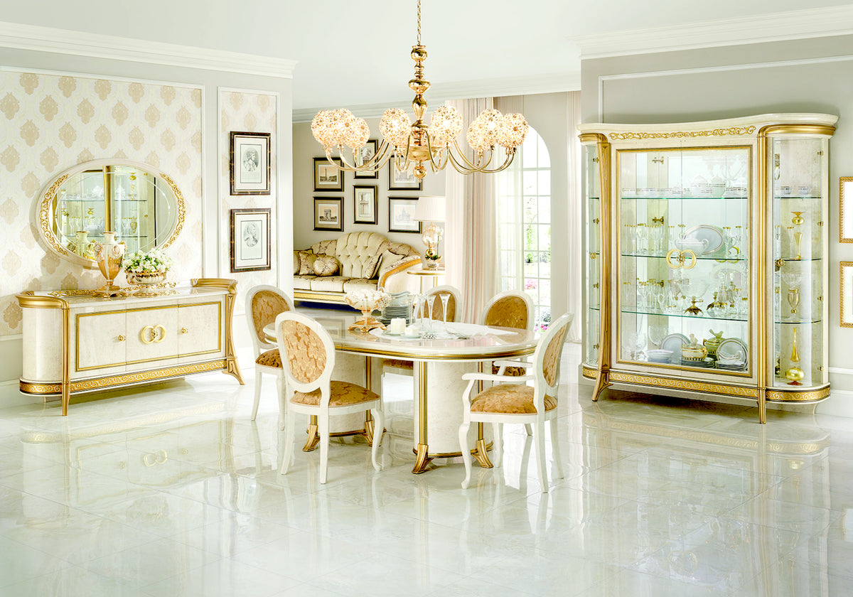 Buffet 3 portes effet marbre ivoire et or - Melodia