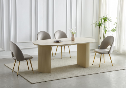 Table à manger ovale travertin cannelée – Terra