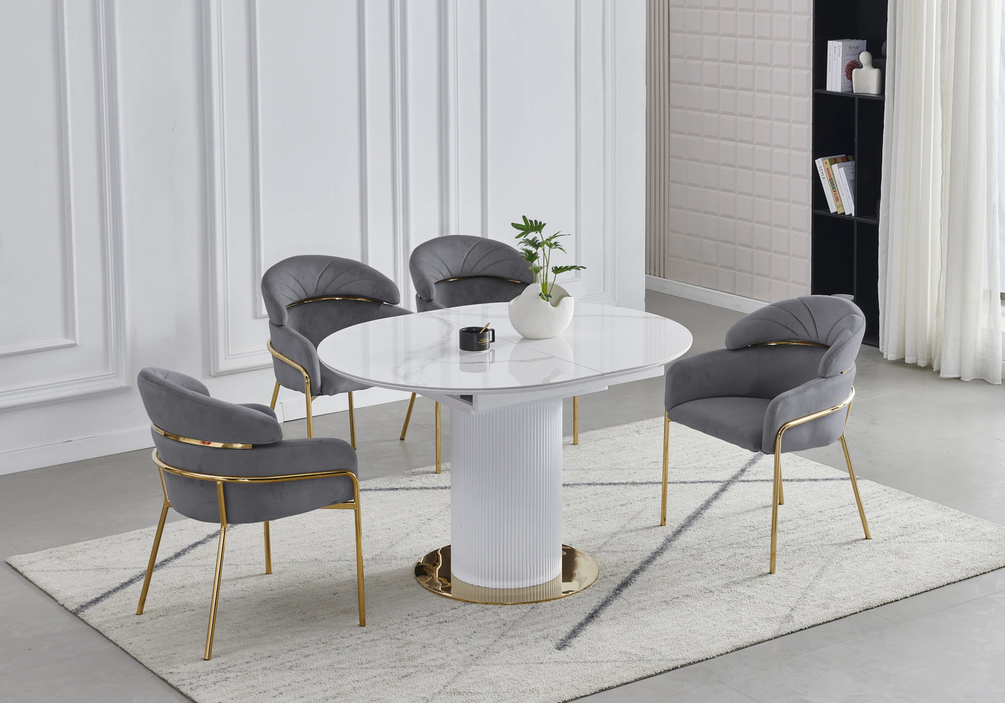 Chaise design velours gris pieds dorés – NOAM