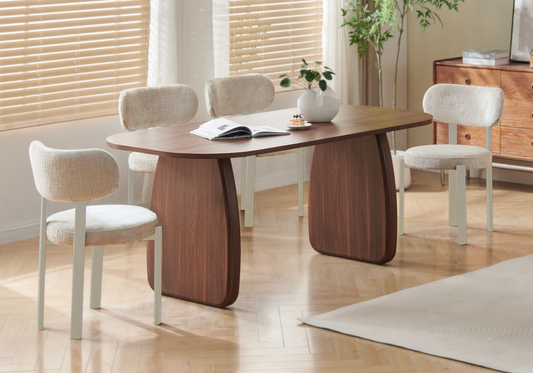 Chaise de table beige travertin Japandi – Kuro