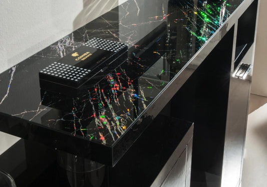 Ensemble meuble d’entrée marbre noir laqué - LIDYA