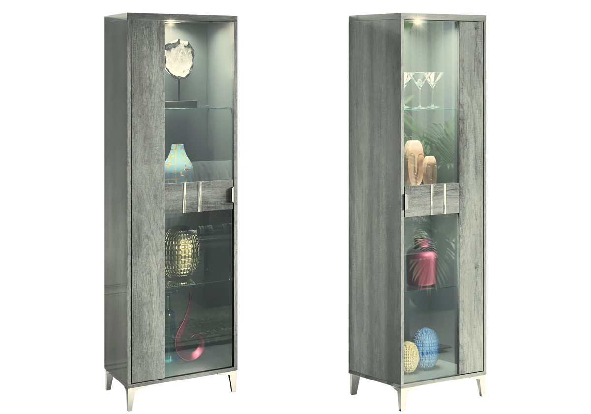 Ensemble meuble de salon design bois gris foncé - LUNA