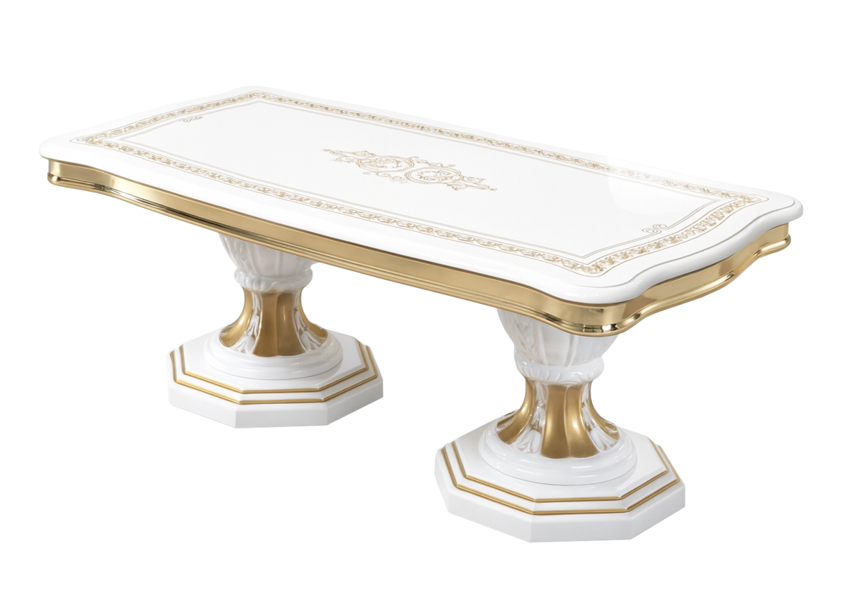Ensemble meubles de salon baroque blanc doré - NOBILE
