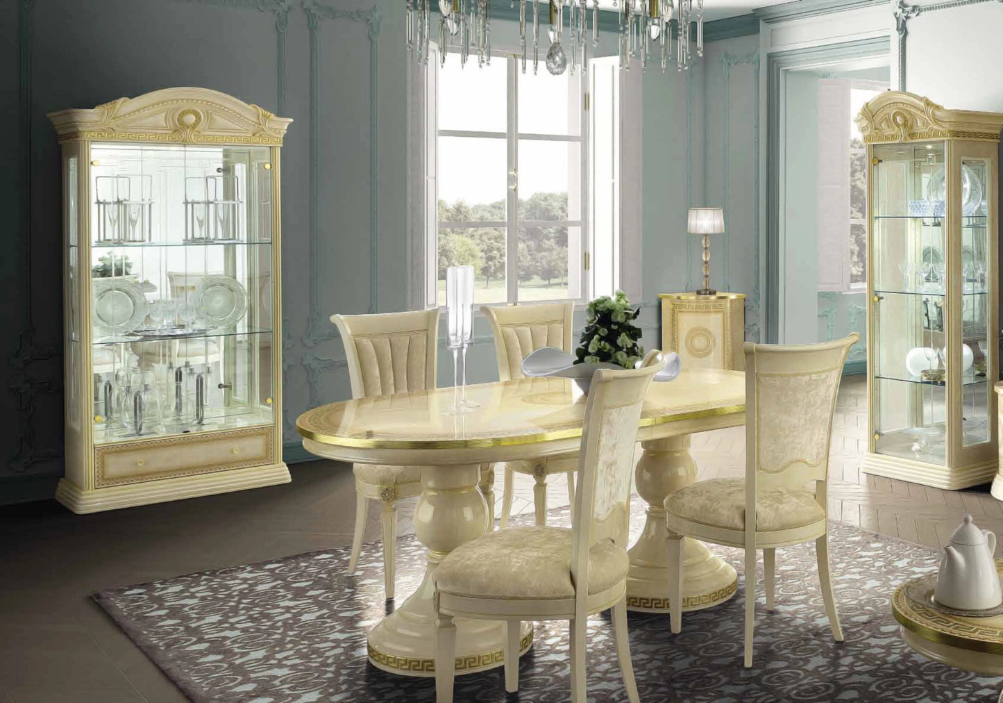 Espace TV baroque ivoire et or versace – IMPERIA