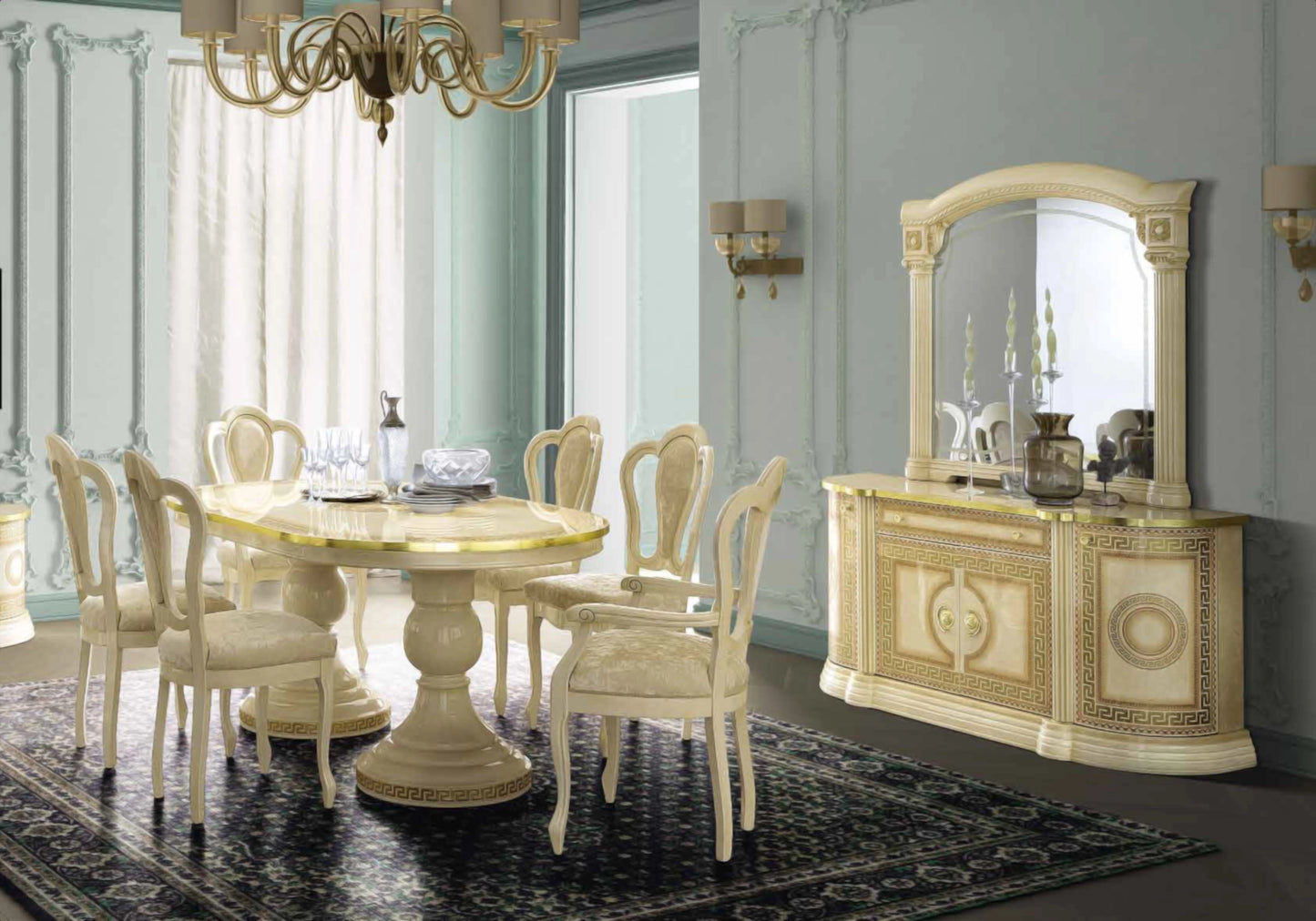 Espace TV baroque ivoire et or versace – IMPERIA