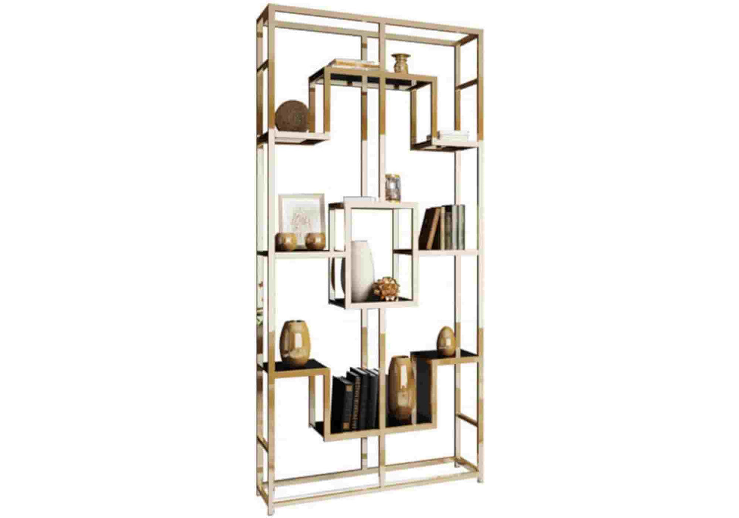 Étagère bibliothèque dorée en verre LEXA - DEKOFLIX