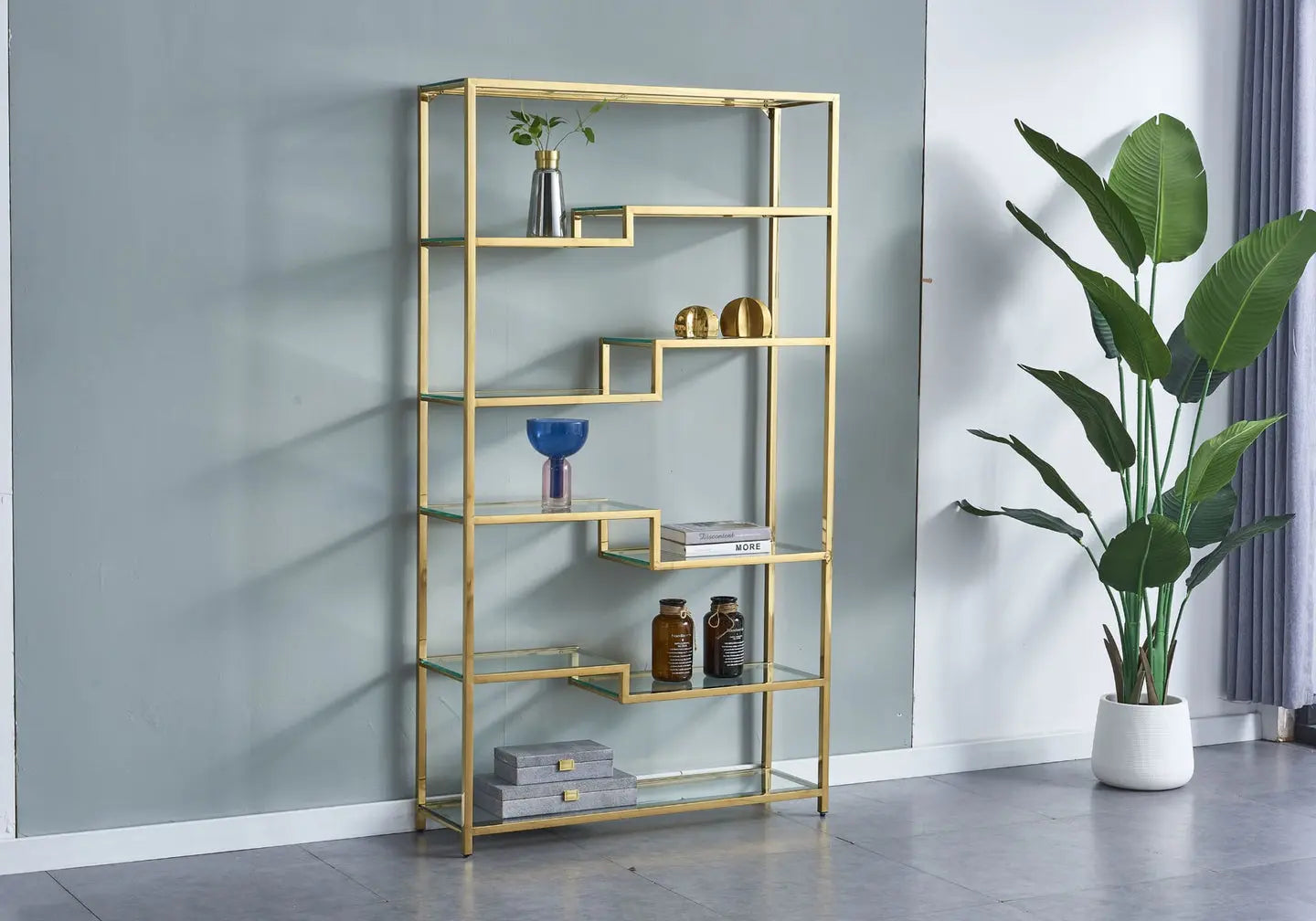 Étagère en métal doré verre trempé MADO New Design