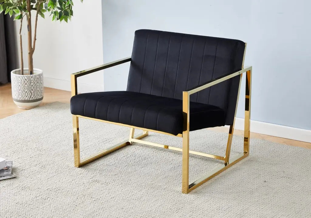 Fauteuil doré velours noir GEVA New Design