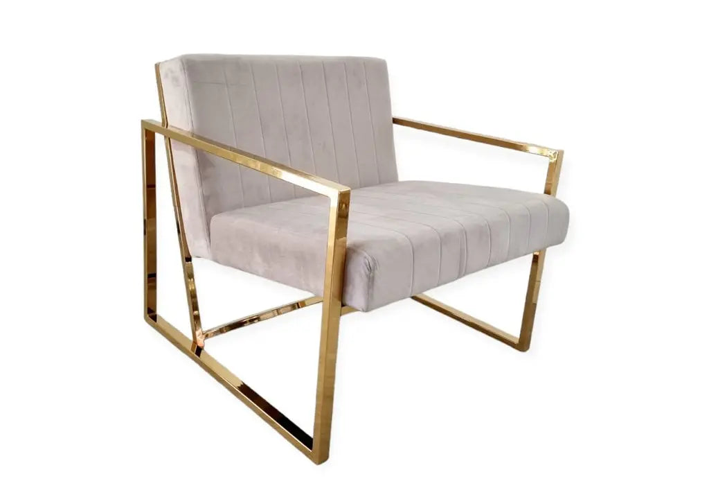 Fauteuil doré velours taupe GEVA New Design