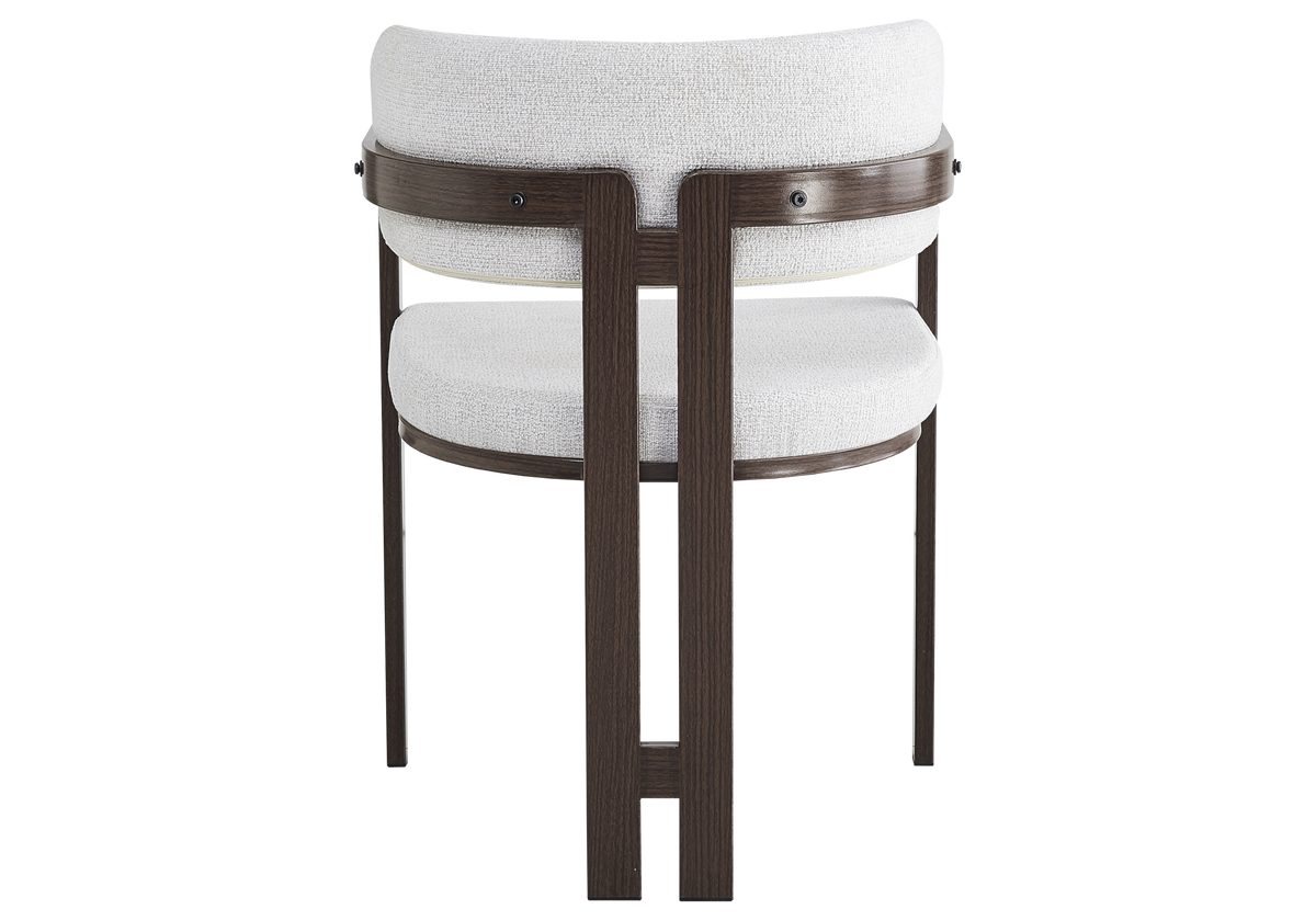 Fauteuil de table bouclé beige bois noyer - Lyra x2