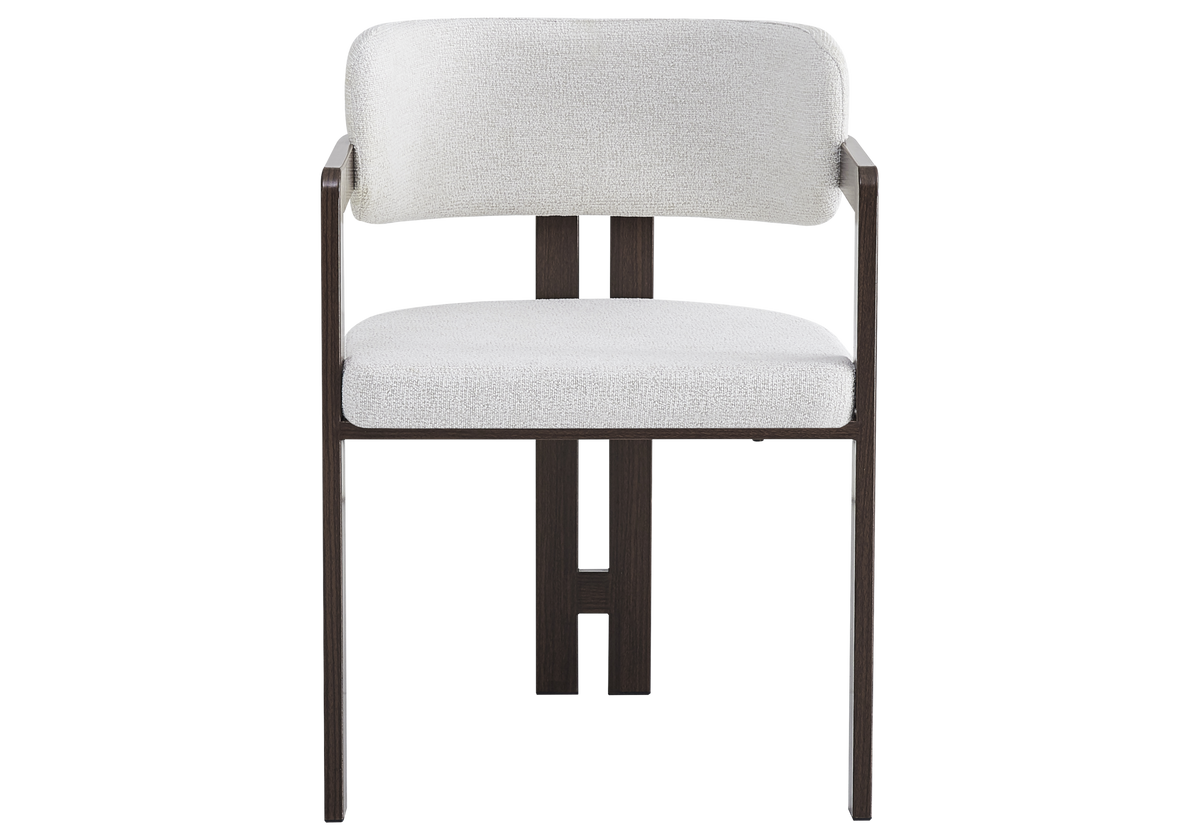 Fauteuil de table bouclé beige bois noyer - Lyra x2