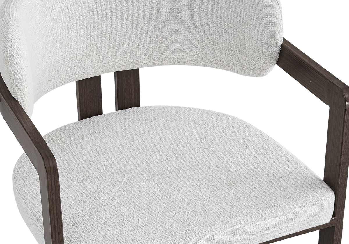 Fauteuil de table bouclé beige bois noyer - Lyra x2