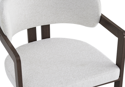 Fauteuil de table bouclé beige bois noyer – Lyra x2