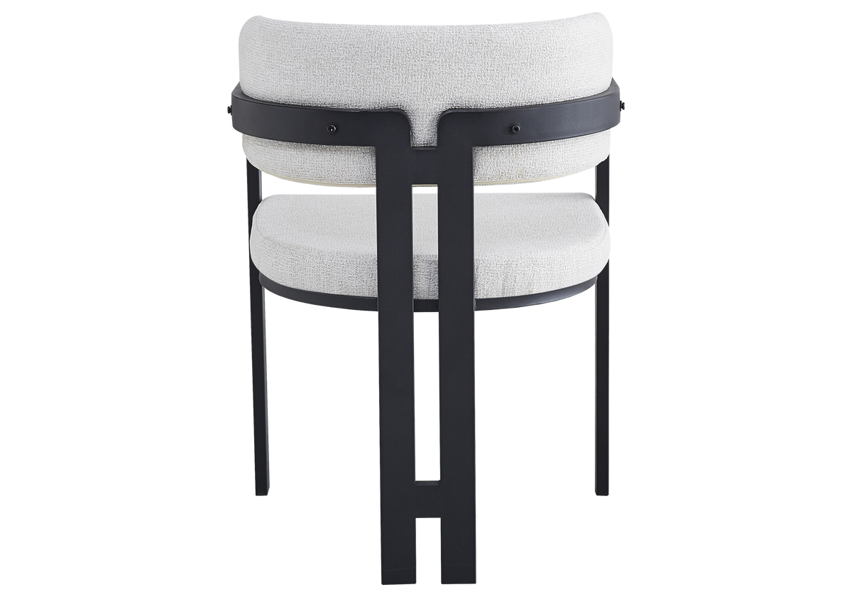 Fauteuil de table bouclé beige pieds noirs - Lyra x2