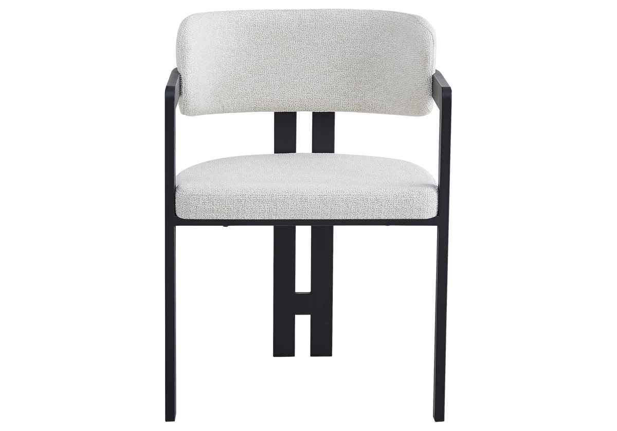 Fauteuil de table bouclé beige pieds noirs - Lyra x2