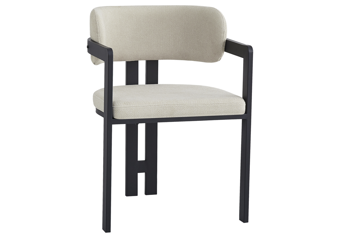 Fauteuil de table bouclé sable pieds noirs – Lyra x2