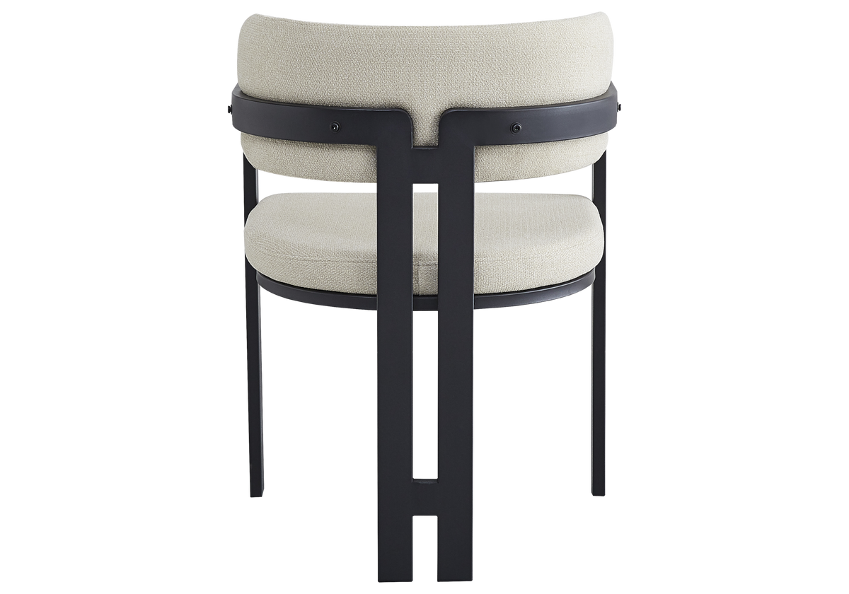 Fauteuil de table bouclé sable pieds noirs - Lyra x2