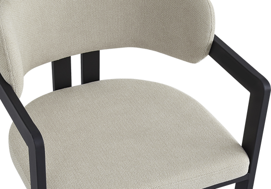 Fauteuil de table bouclé sable pieds noirs – Lyra x2