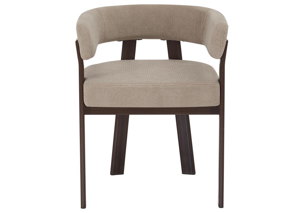 Fauteuil de table bouclé taupe noyer - Mura x4