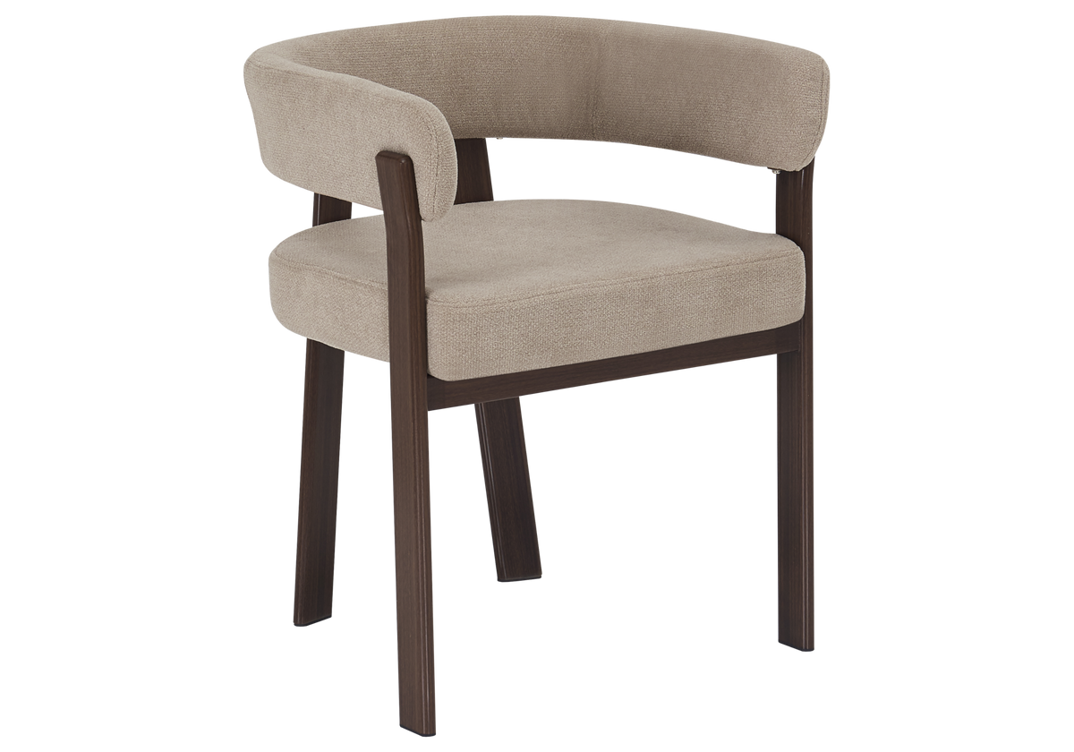 Fauteuil de table bouclé taupe noyer - Mura x4
