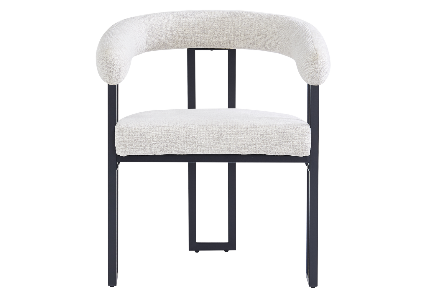 Fauteuil de table tissu chiné crème pieds noirs - Soho x4