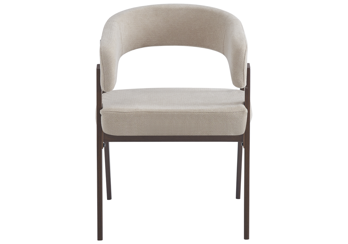 Fauteuil de table texturé beige noyer - Oslo x4