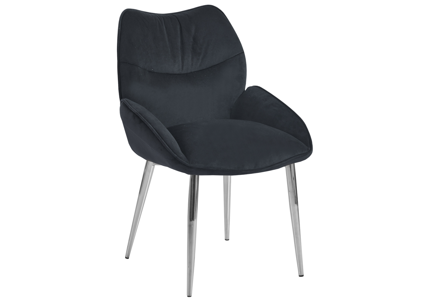 Fauteuil de table velours anthracite pieds argentés - Lyon x2
