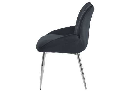 Fauteuil de table velours anthracite pieds argentés - Lyon x2