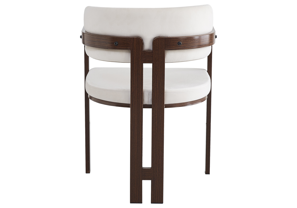 Fauteuil de table velours beige bois noyer - Lyra x2