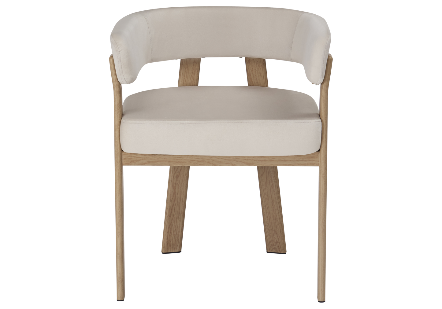 Fauteuil de table velours beige chêne – Mura x4