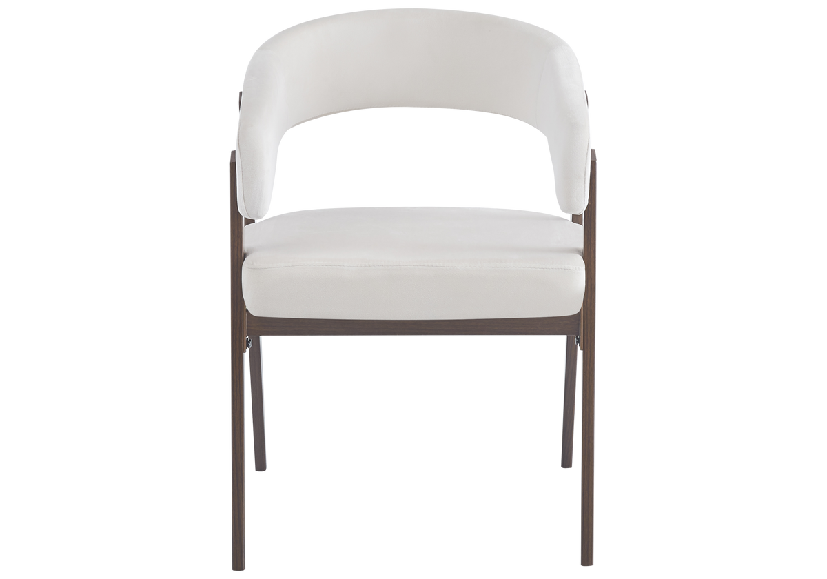 Fauteuil de table velours beige noyer - Oslo x4