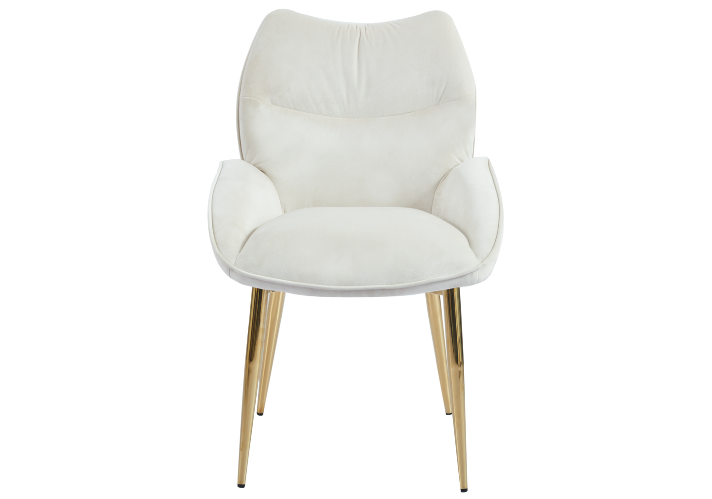 Fauteuil de table velours beige pieds dorés - Lyon x2