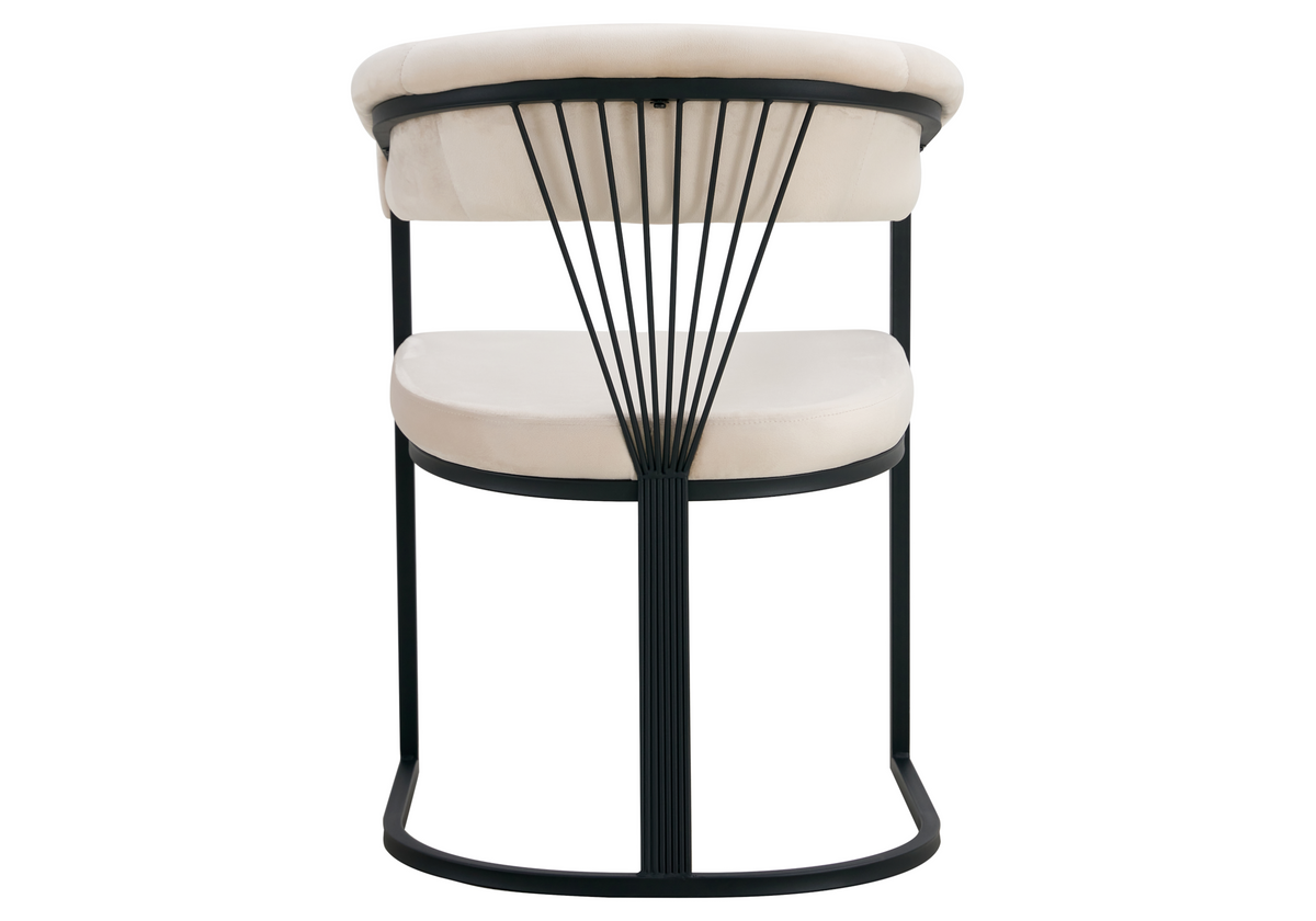 Fauteuil de table velours beige pieds luge noir - Siam x2