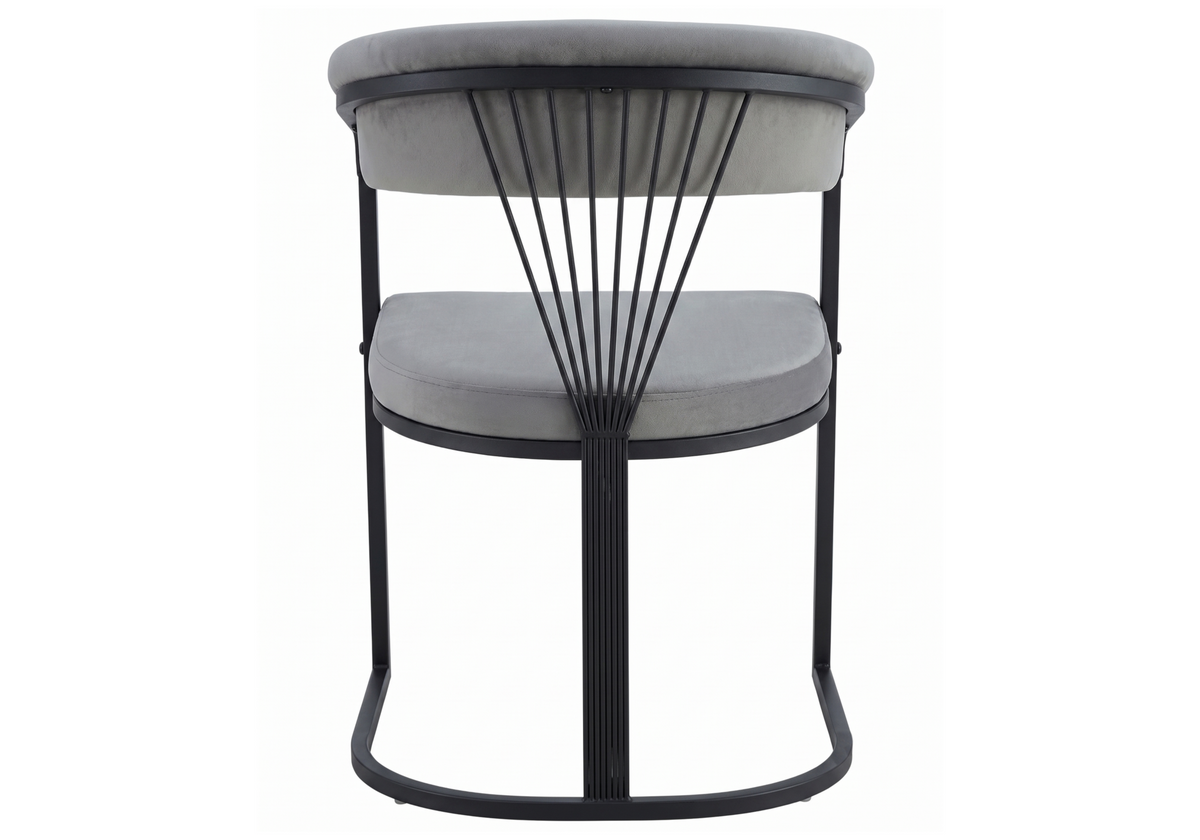 Fauteuil de table velours gris pieds luge noir - Siam x2