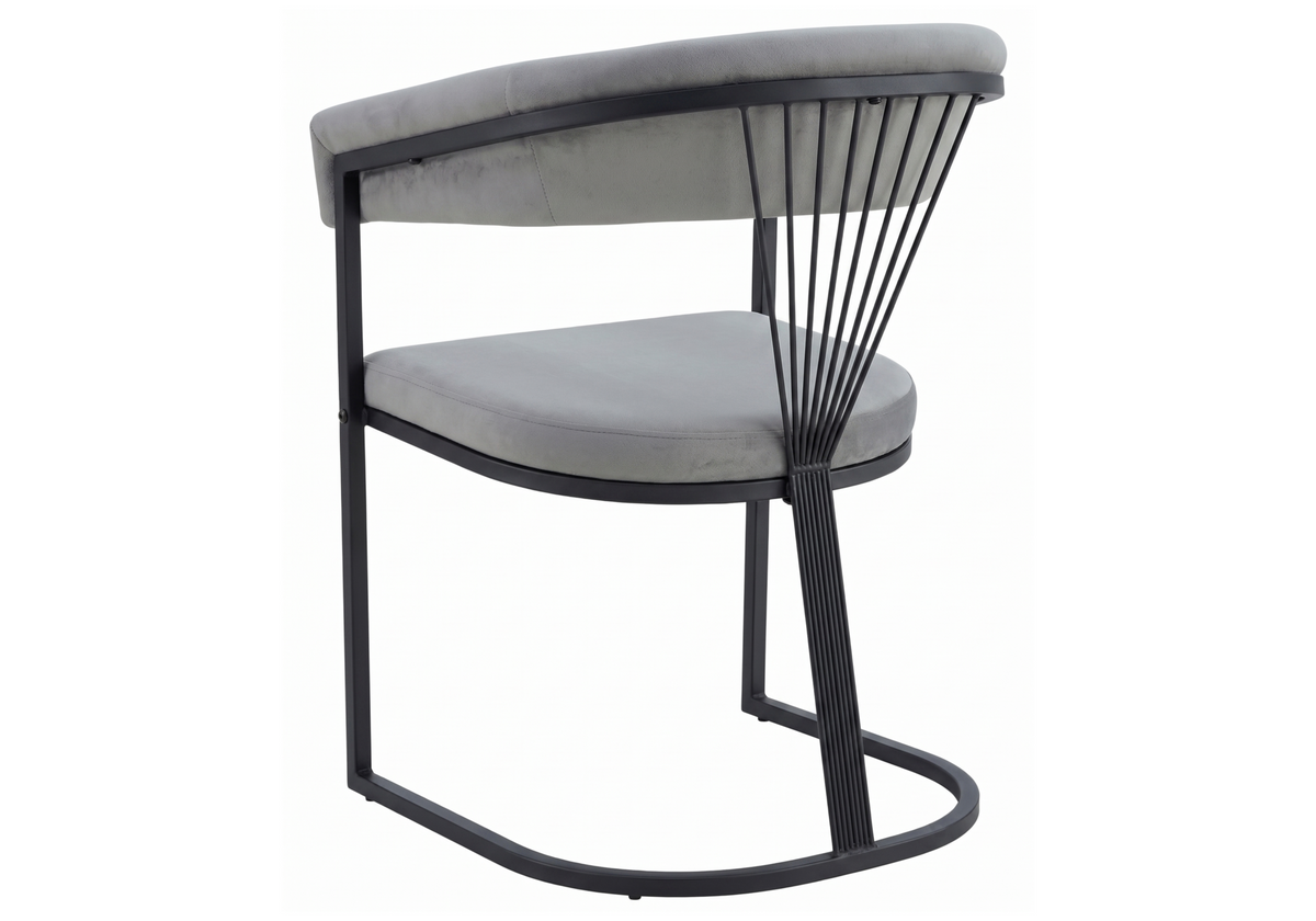 Fauteuil de table velours gris pieds luge noir - Siam x2