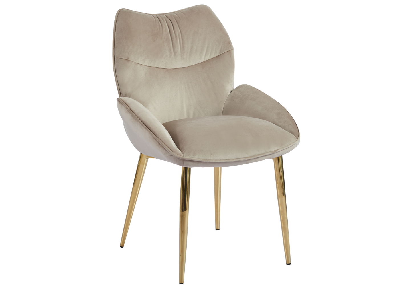 Fauteuil de table velours taupe pieds dorés - Lyon x2