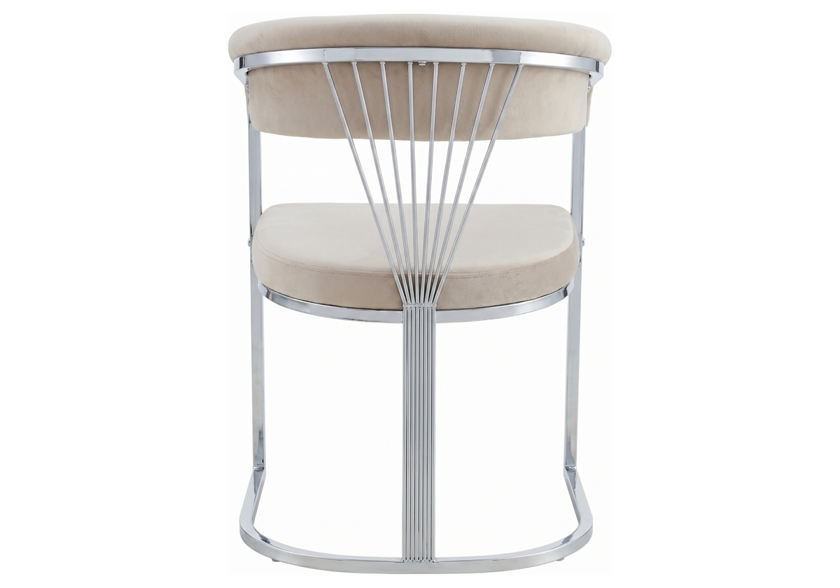 Fauteuil de table velours taupe pieds luge chromé - Siam x2